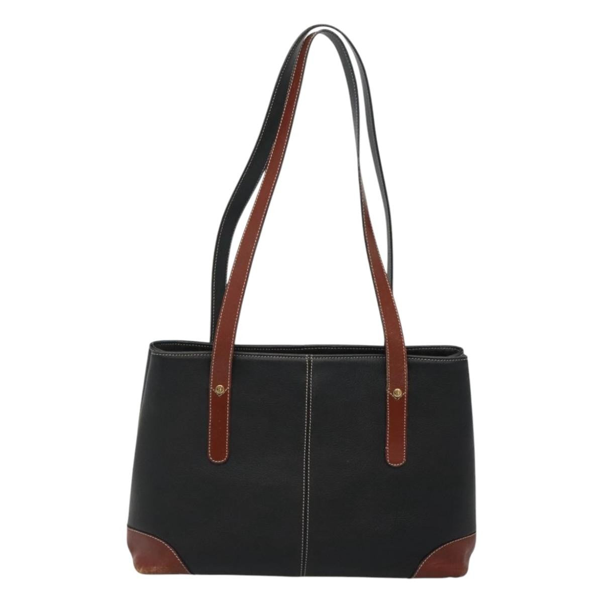 Bally Vintage Leather Black Leather Handbag (Pre-Owned)