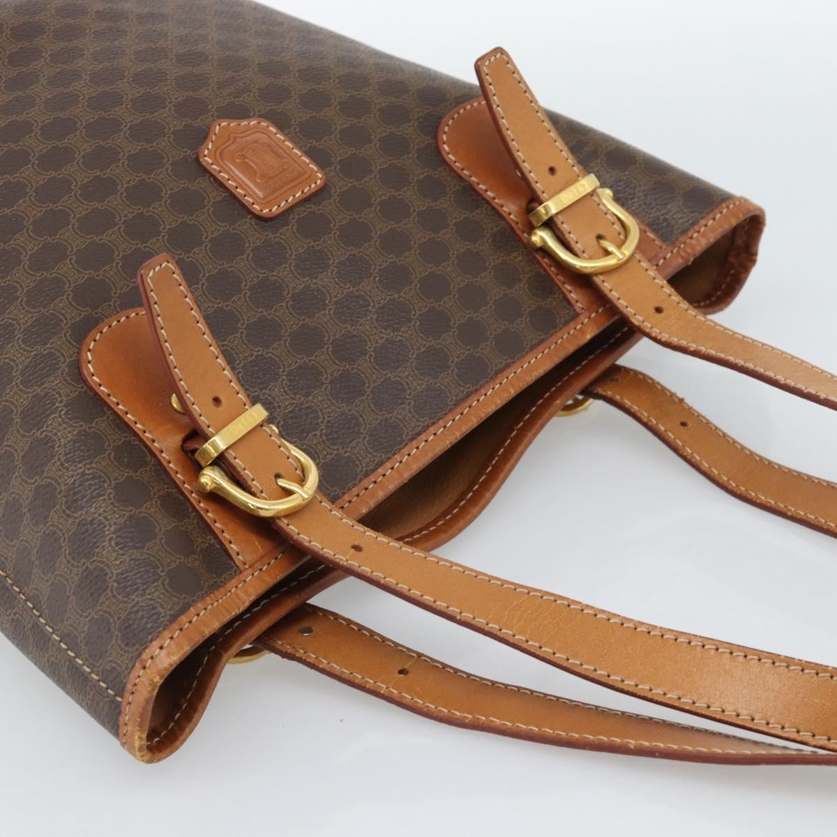 Celine Vintage Macadam Canvas And Leather Brown Canvas Tote Bag Bag (Pre-Owned)