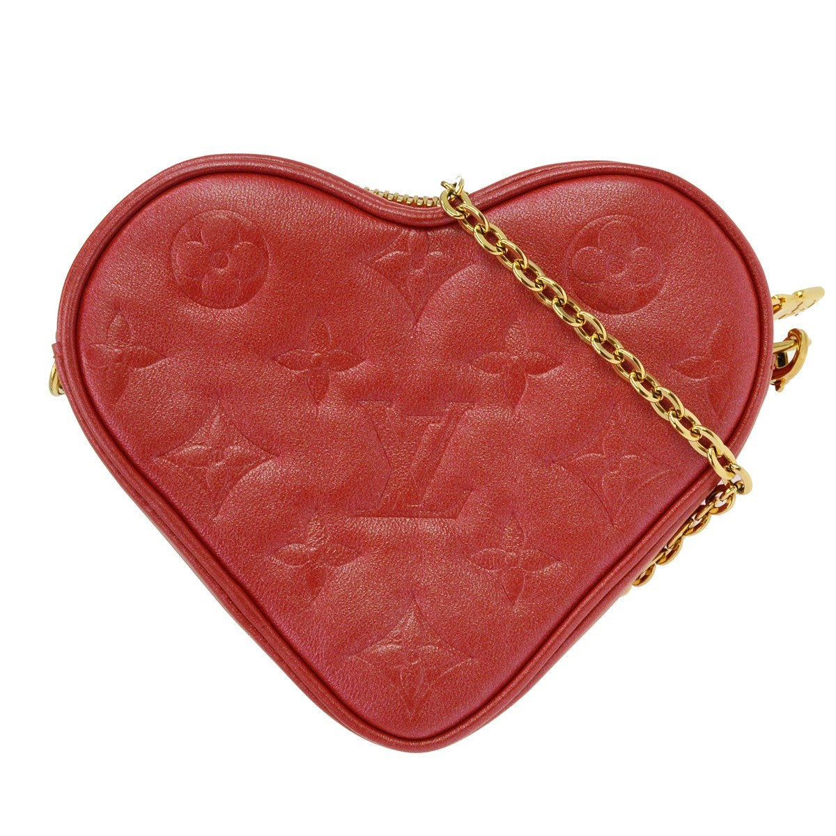 Louis Vuitton Coeur Heart On Chain Monogram Embossed Lambskin Red Leather Handbag (Pre-Owned)