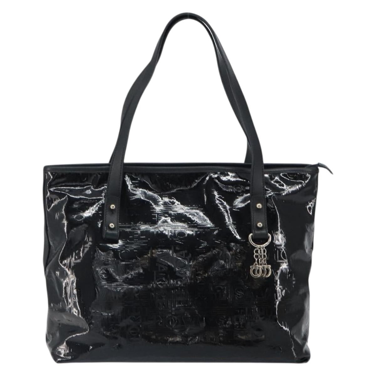 Salvatore Ferragamo Gancini Tote Patent Leather Black Patent_Leather Tote Bag Bag (Pre-Owned)