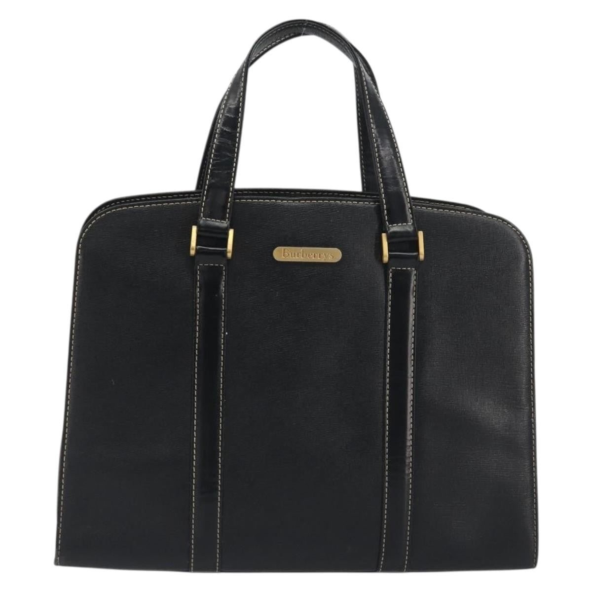 Burberry Vintage Leather Black Leather Handbag (Pre-Owned)