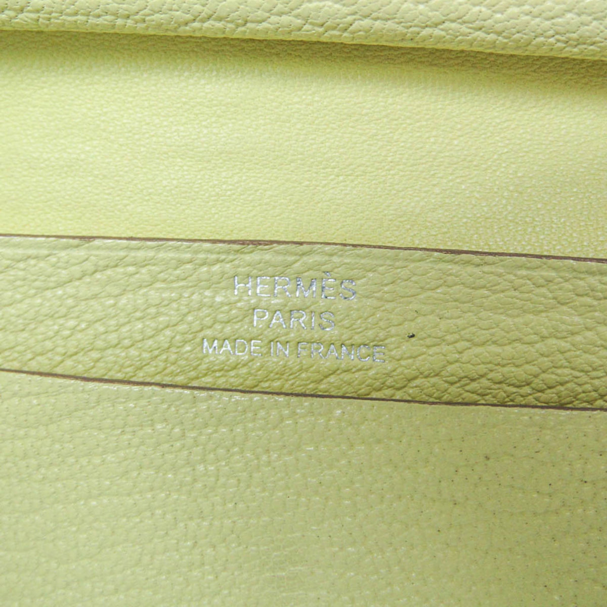 Hermes Bearn Chevre Mysore Yellow Leather Wallets Accessory (Pre-Owned)