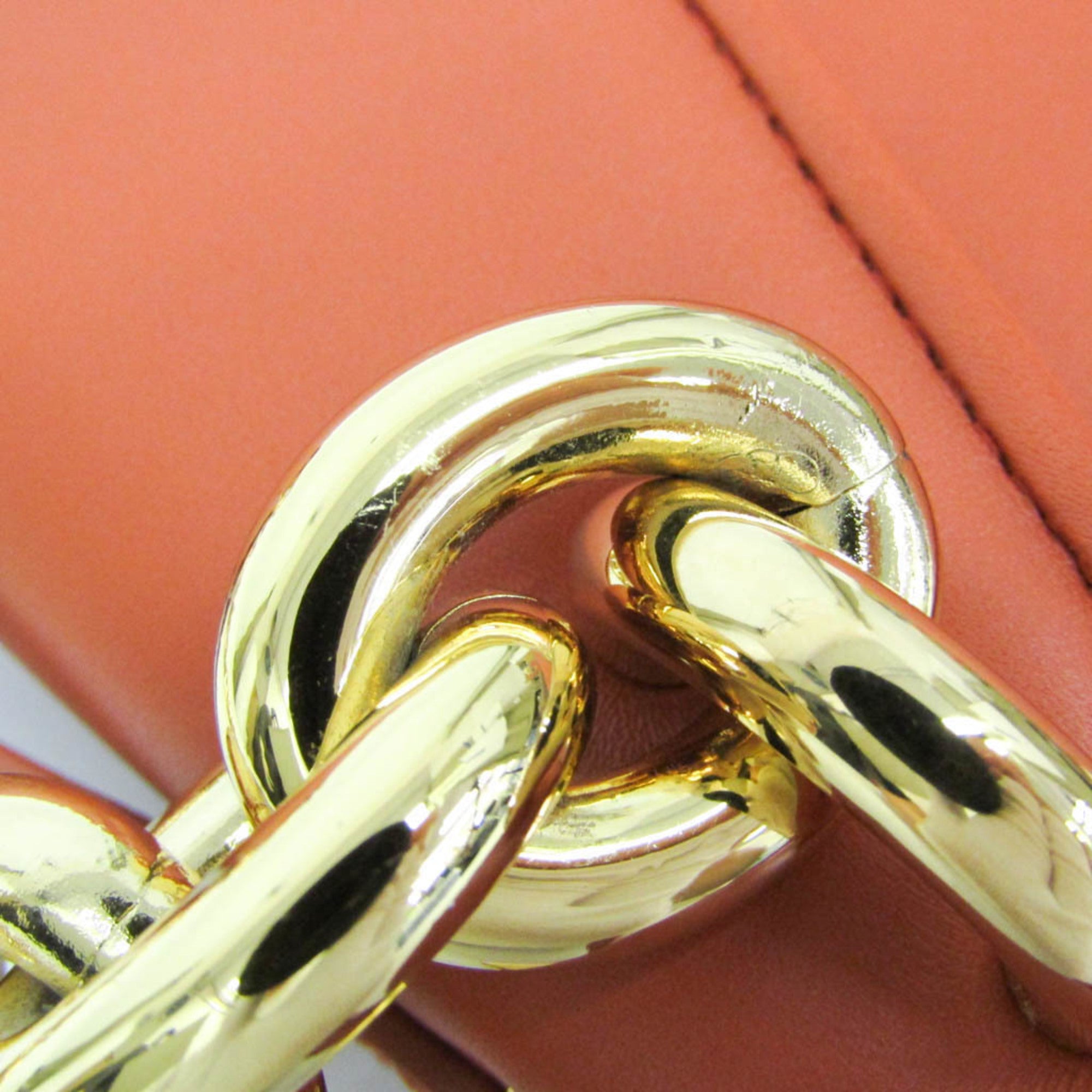Bottega Veneta Mount Leather Orange Leather Shoulder Bag Bag (Pre-Owned)