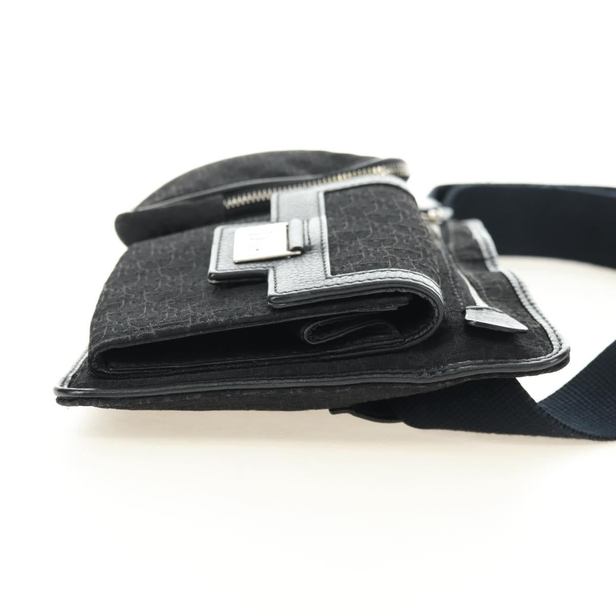 Christian Dior Vintage Street Chic Belt Diorissimo Canvas Black Canvas Handbag (Pre-Owned)