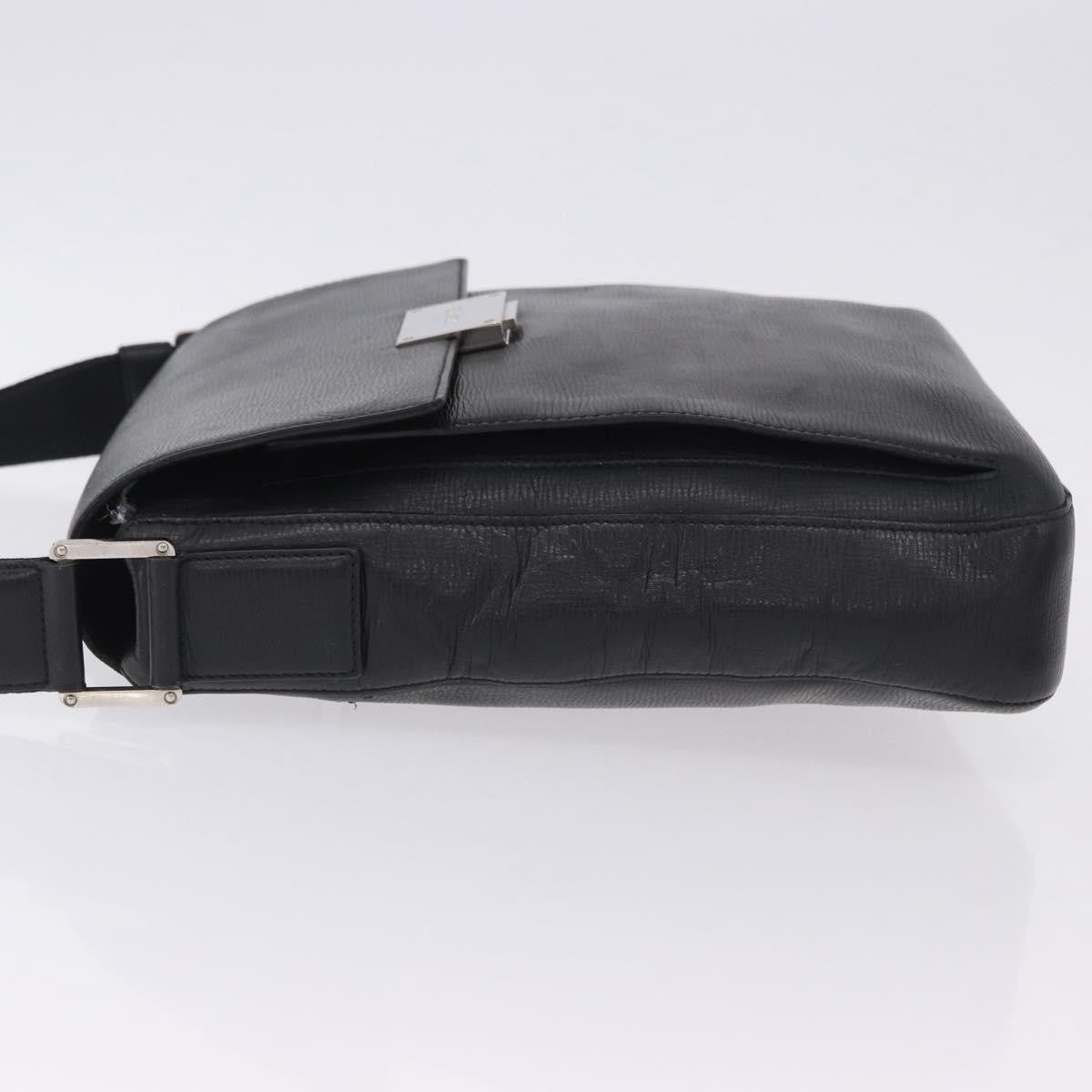 Loewe Shoulder Bag Leather Black Leather Shoulder Bag Bag (Pre-Owned)