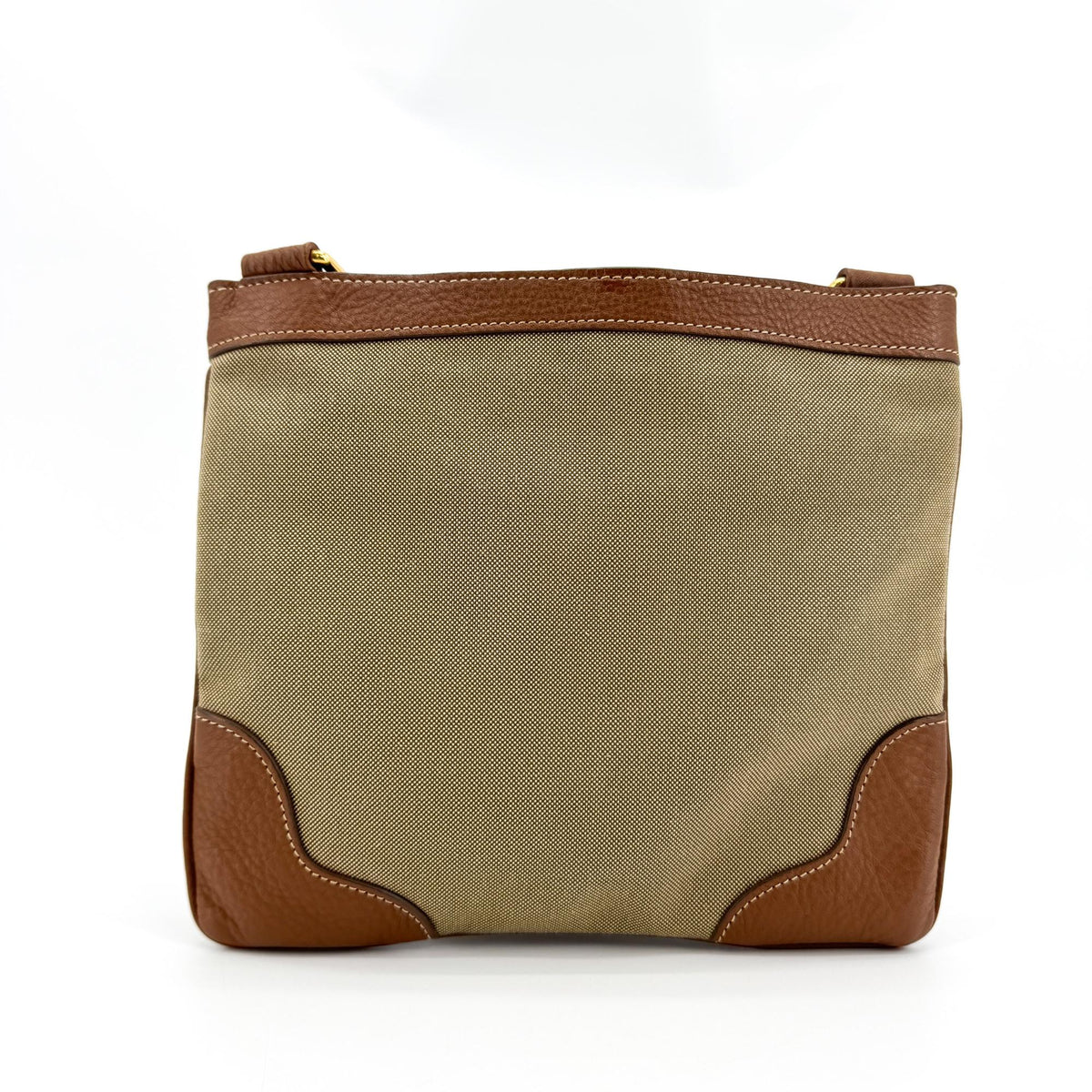 Prada Logo Canvas Beige Canvas Crossbody Bag Bag (Pre-Owned)