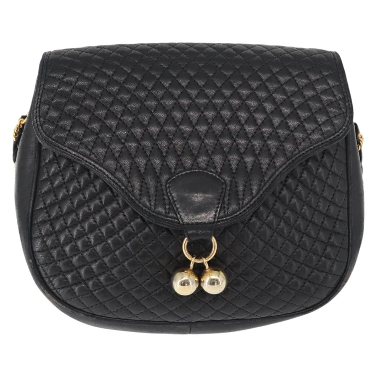 Bally Vintage Leather Black Leather Shoulder Bag Bag (Pre-Owned)