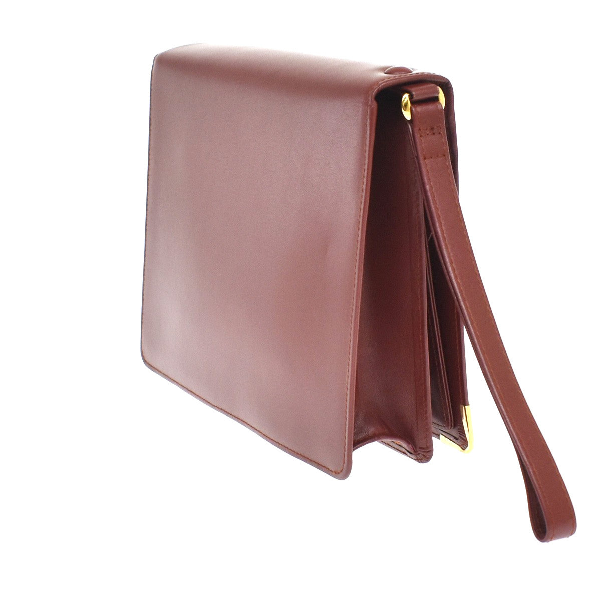 Cartier Must De Cartier Clutch Leather Burgundy Leather Clutche & Pouche Bag (Pre-Owned)