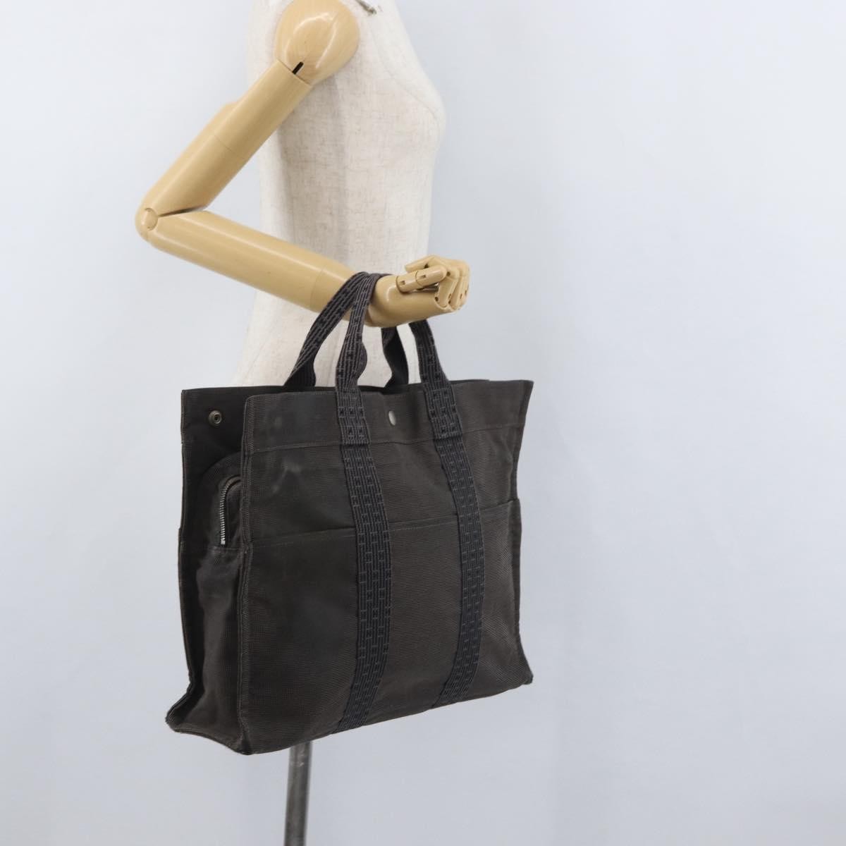 Hermes Fourre-Tout Herline Canvas Gray Canvas Tote Bag Bag (Pre-Owned)
