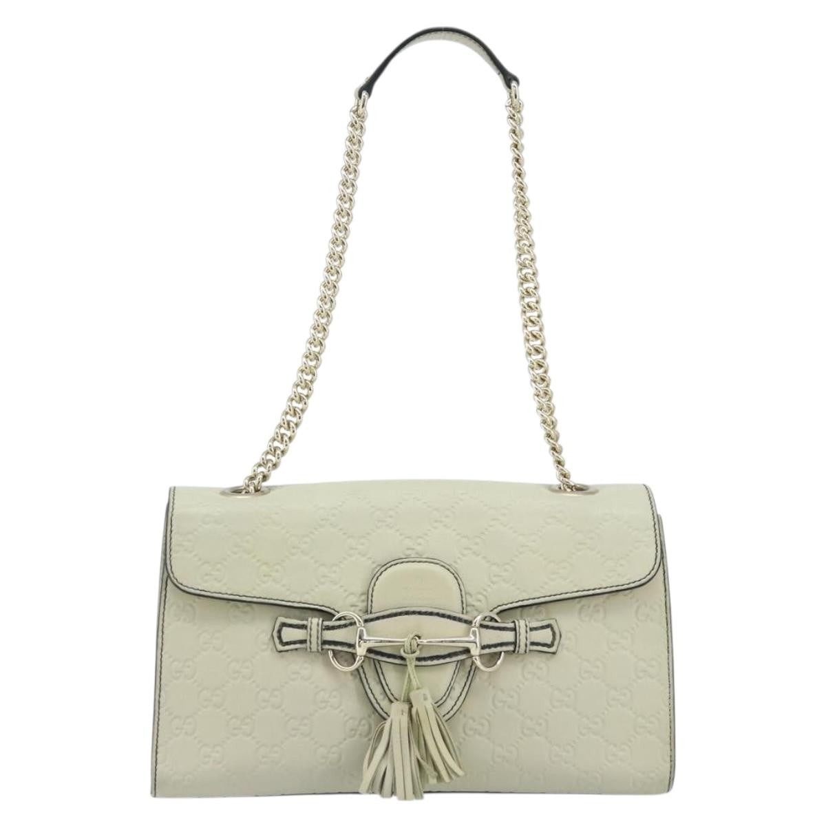 Gucci Emily Chain Flap Guccissima Leather Beige Leather Shoulder Bag Bag (Pre-Owned)