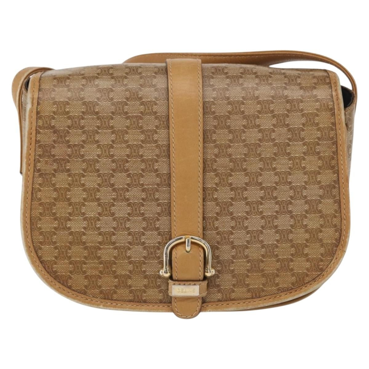 Celine Vintage Macadam Canvas Beige Canvas Shoulder Bag Bag (Pre-Owned)