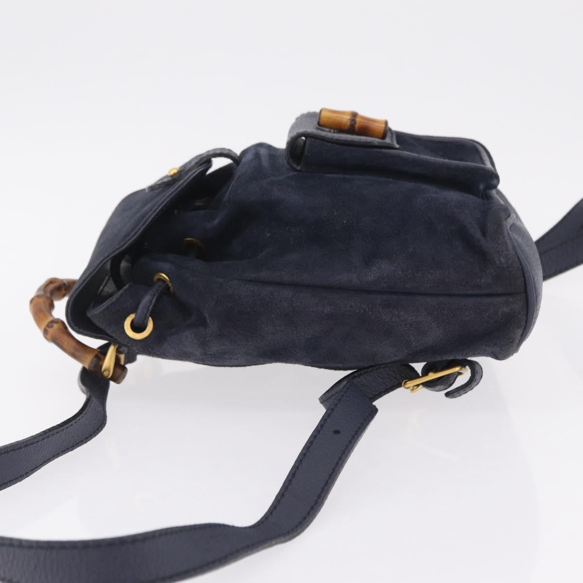 Gucci Vintage Bamboo Suede Navy Suede Backpack Bag (Pre-Owned)