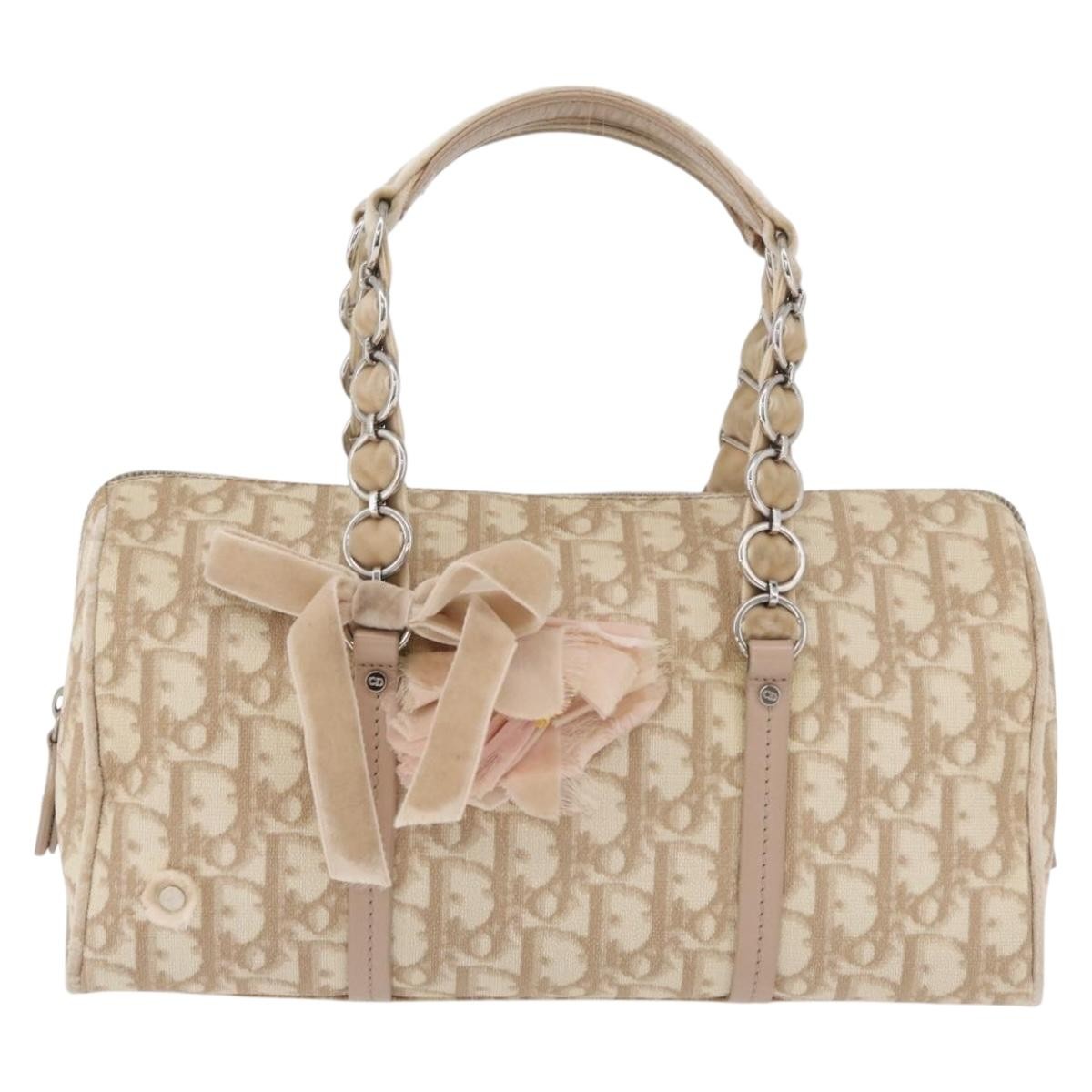 Christian Dior Vintage Trotter Romantique Zip Diorissimo Coated Canvas Beige Canvas Shoulder Bag Bag (Pre-Owned)
