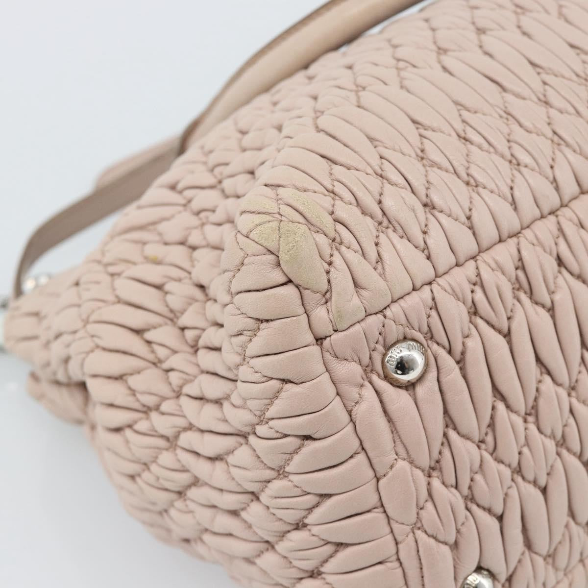 Miu Miu Crystal Tote Matelasse Leather Pink Leather Shoulder Bag Bag (Pre-Owned)