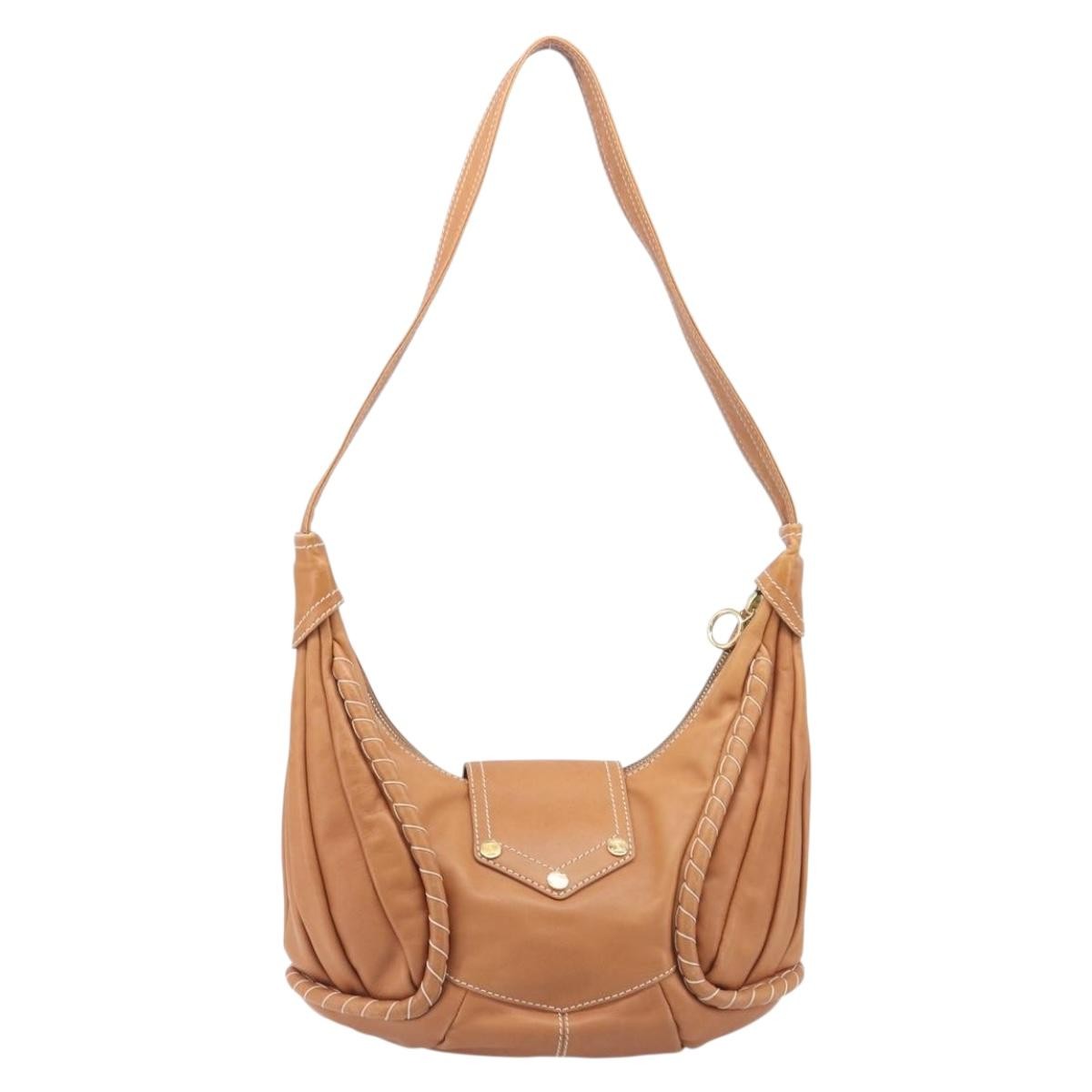 Celine Shoulder Leather Brown Leather Shoulder Bag Bag (Pre-Owned)