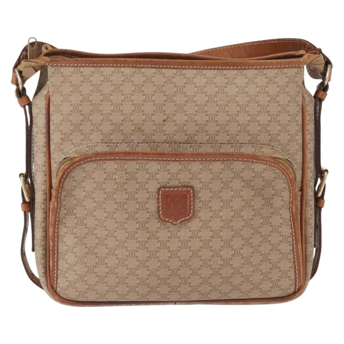 Celine Vintage Macadam Canvas And Leather Beige Canvas Shoulder Bag Bag (Pre-Owned)