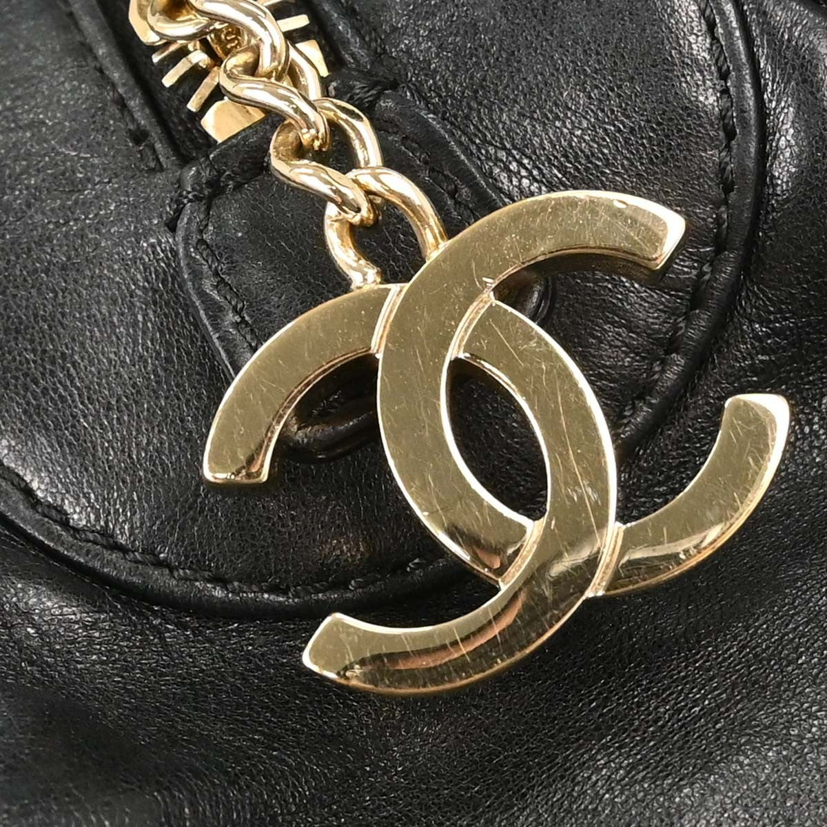 Chanel Lady Braid Bowler Quilted Distressed Calfskin Black Leather Handbag (Pre-Owned)
