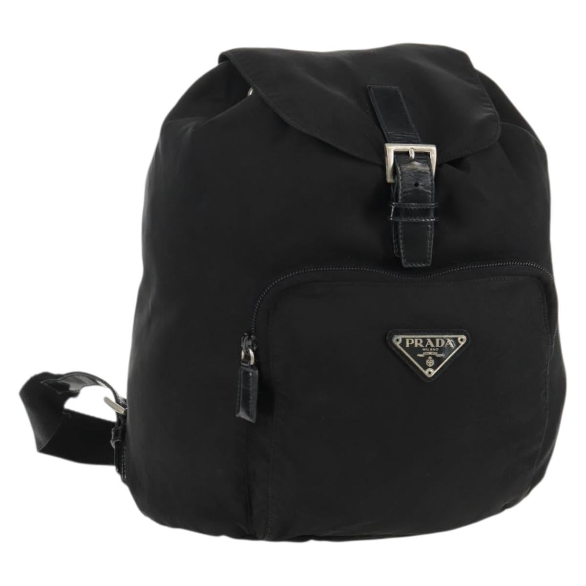 Prada Front Pocket Tessuto Black Nylon Backpack Bag (Pre-Owned)