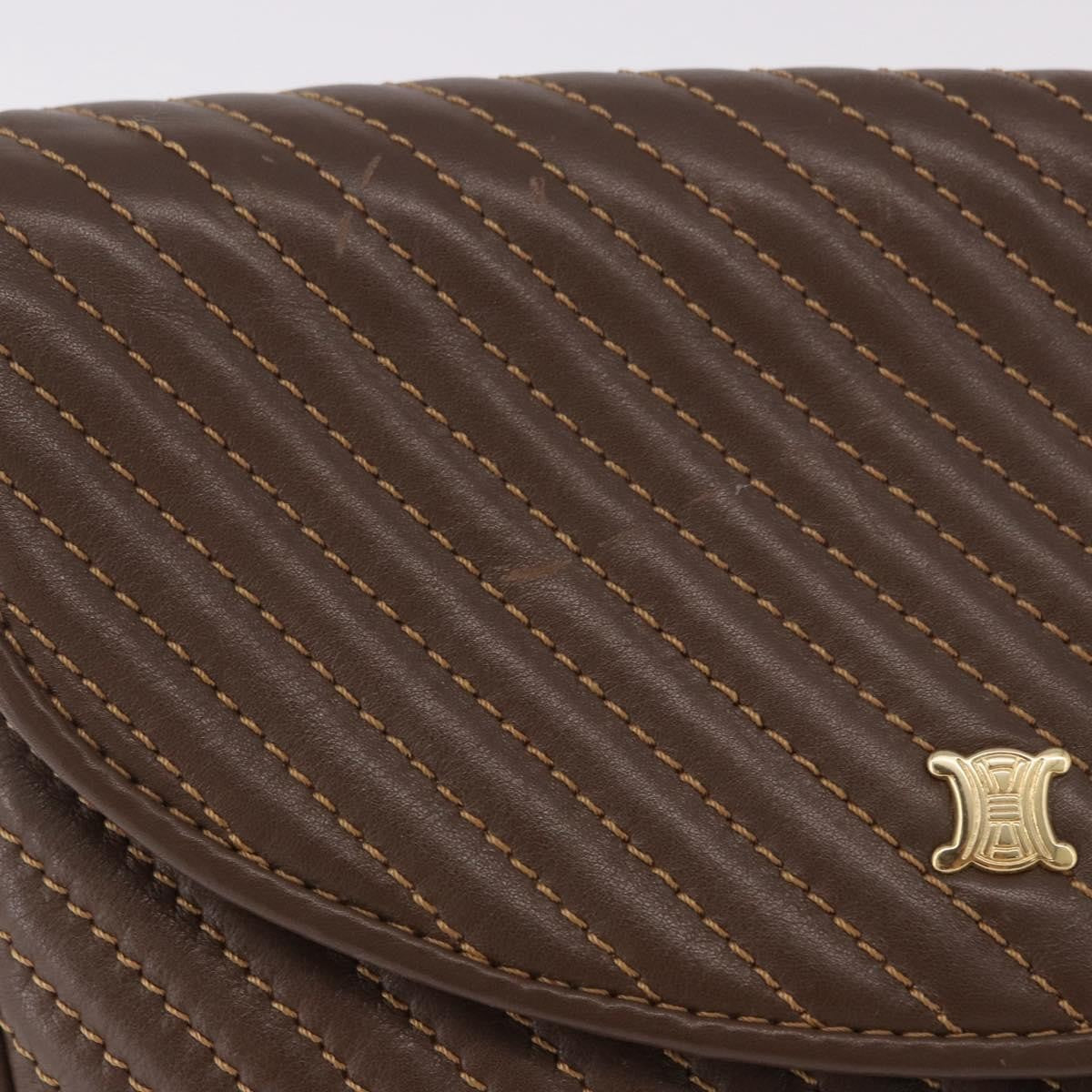 Celine Macadam Leather Brown Leather Shoulder Bag Bag (Pre-Owned)