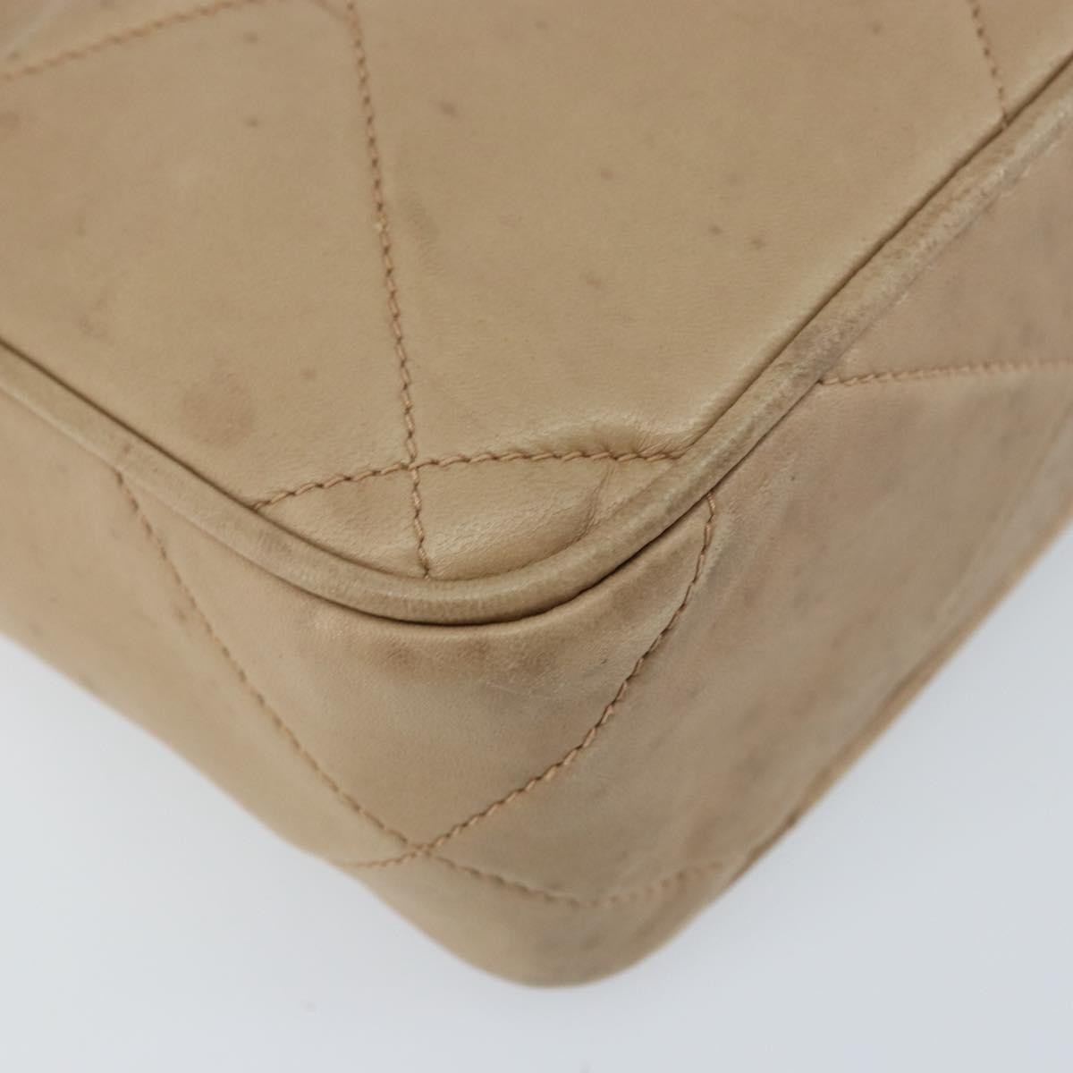 Chanel Vintage Diamond Cc Camera Quilted Lambskin Beige Leather Shoulder Bag Bag (Pre-Owned)