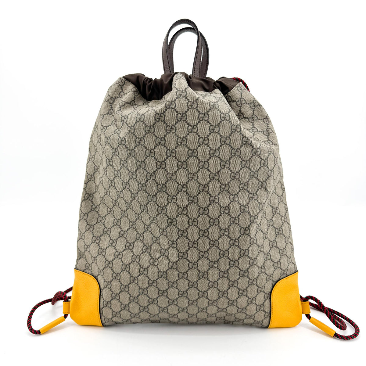 Gucci Neo Vintage Drawstring Gg Coated Canvas Beige Canvas Backpack Bag (Pre-Owned)