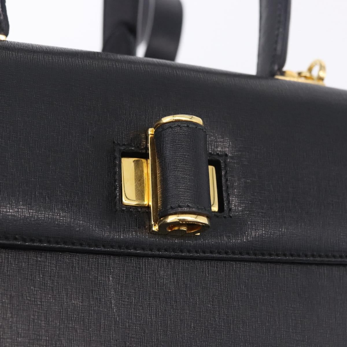 Salvatore Ferragamo Gancini Leather Black Leather Handbag (Pre-Owned)
