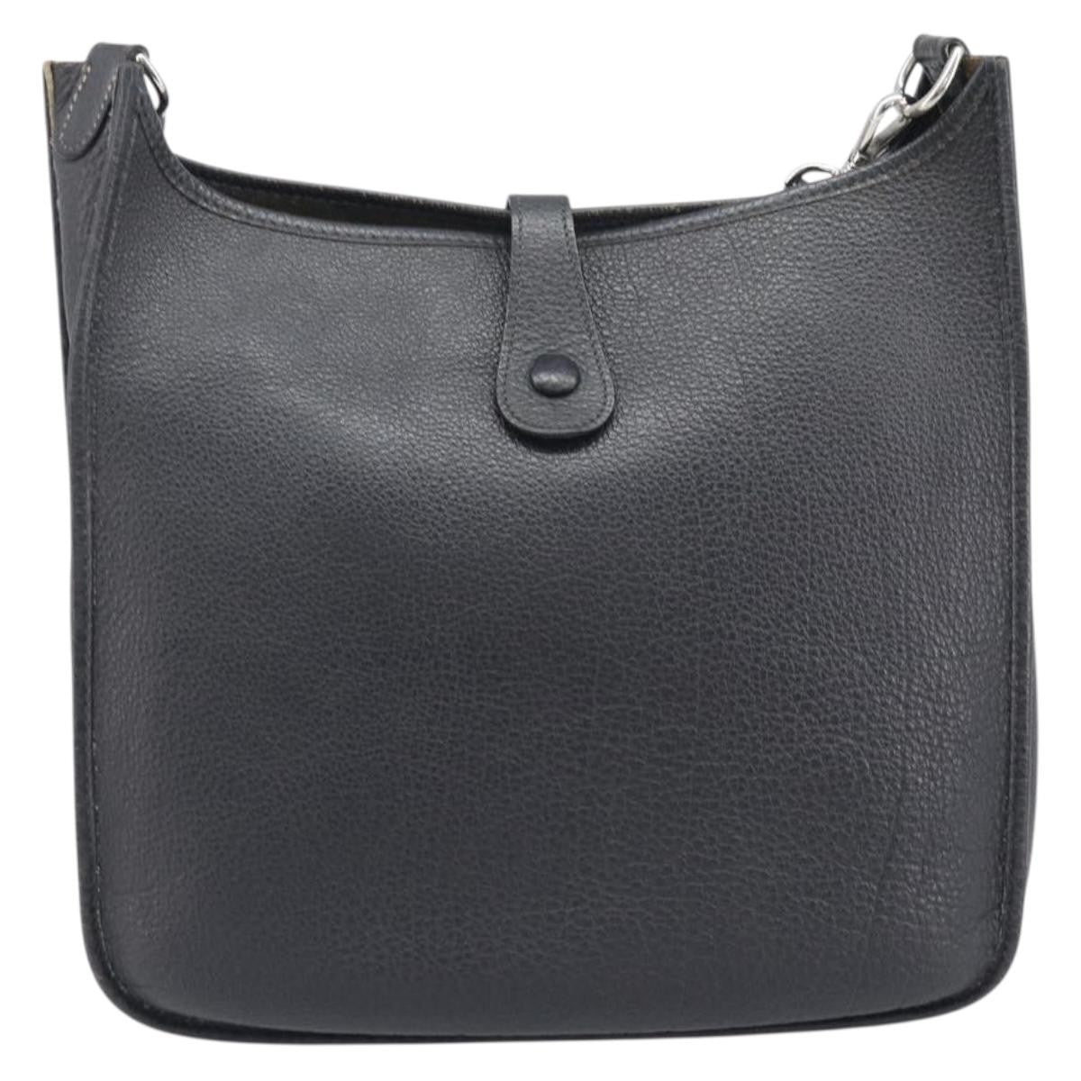 Hermes Evelyne Bag Gen I Clemence Black Leather Handbag (Pre-Owned)