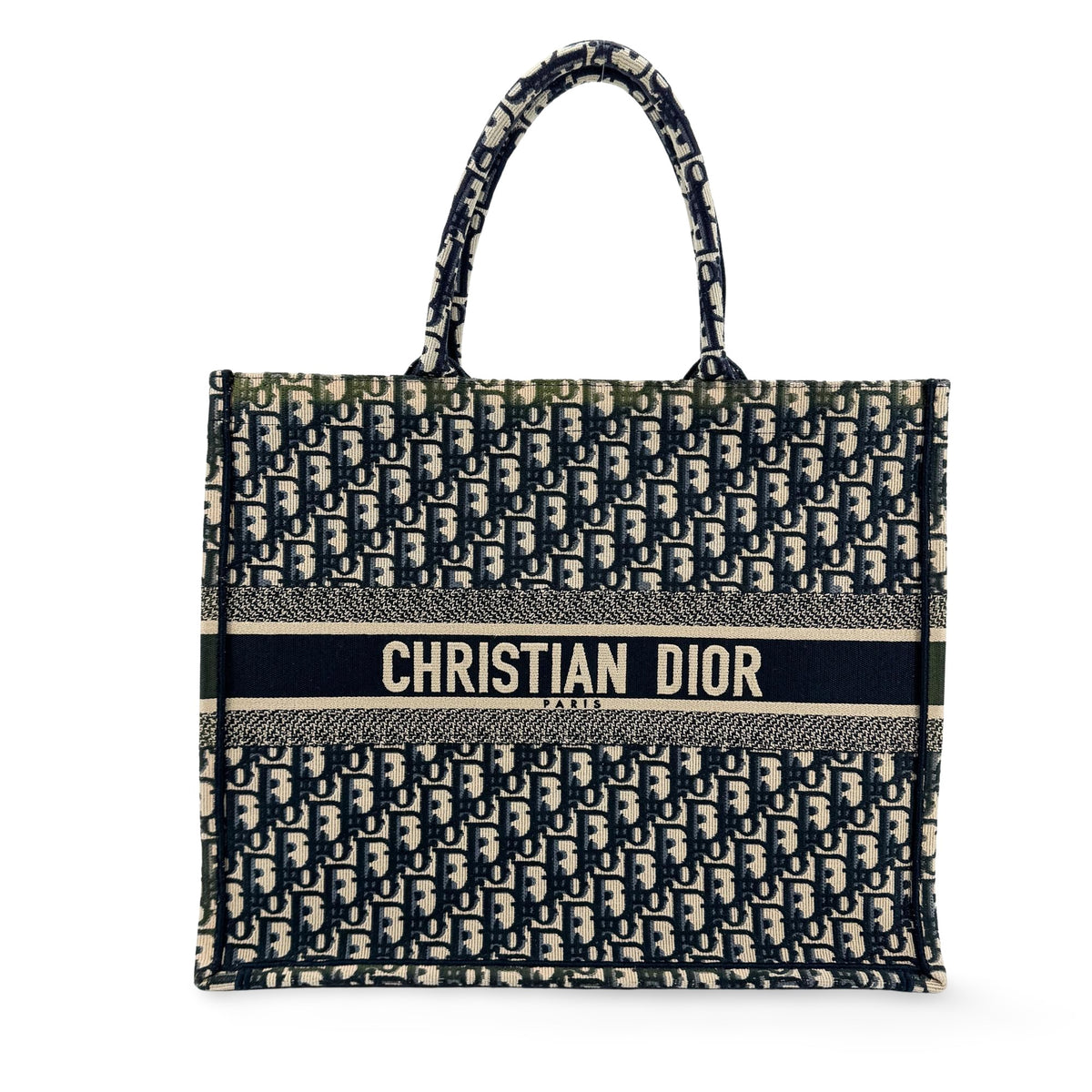 Christian Dior Book Oblique Canvas Navy Canvas Tote Bag Bag (Pre-Owned)