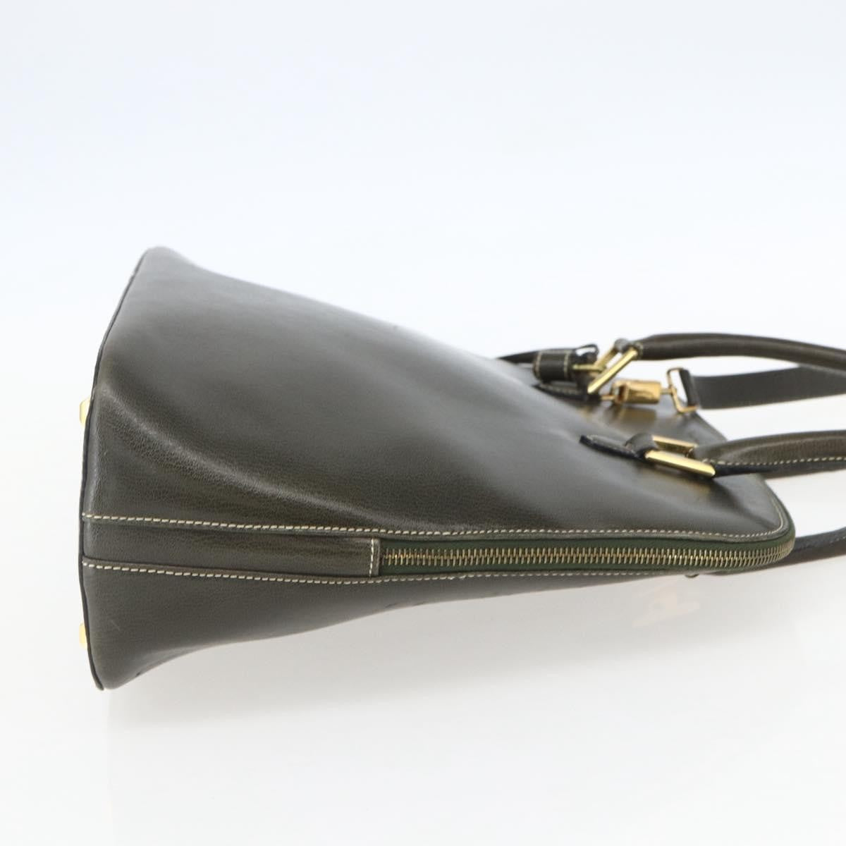 Salvatore Ferragamo Vintage Leather Khaki Leather Handbag (Pre-Owned)