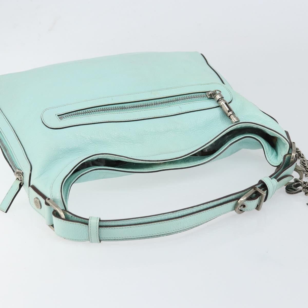 Versace Vintage Leather Blue Leather Handbag (Pre-Owned)
