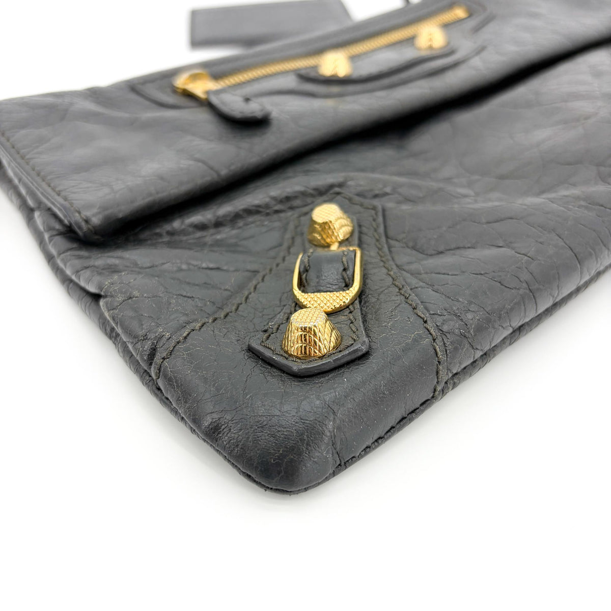 Balenciaga Giant Studs Envelope Clutch Leather Black Leather Clutche & Pouche Bag (Pre-Owned)