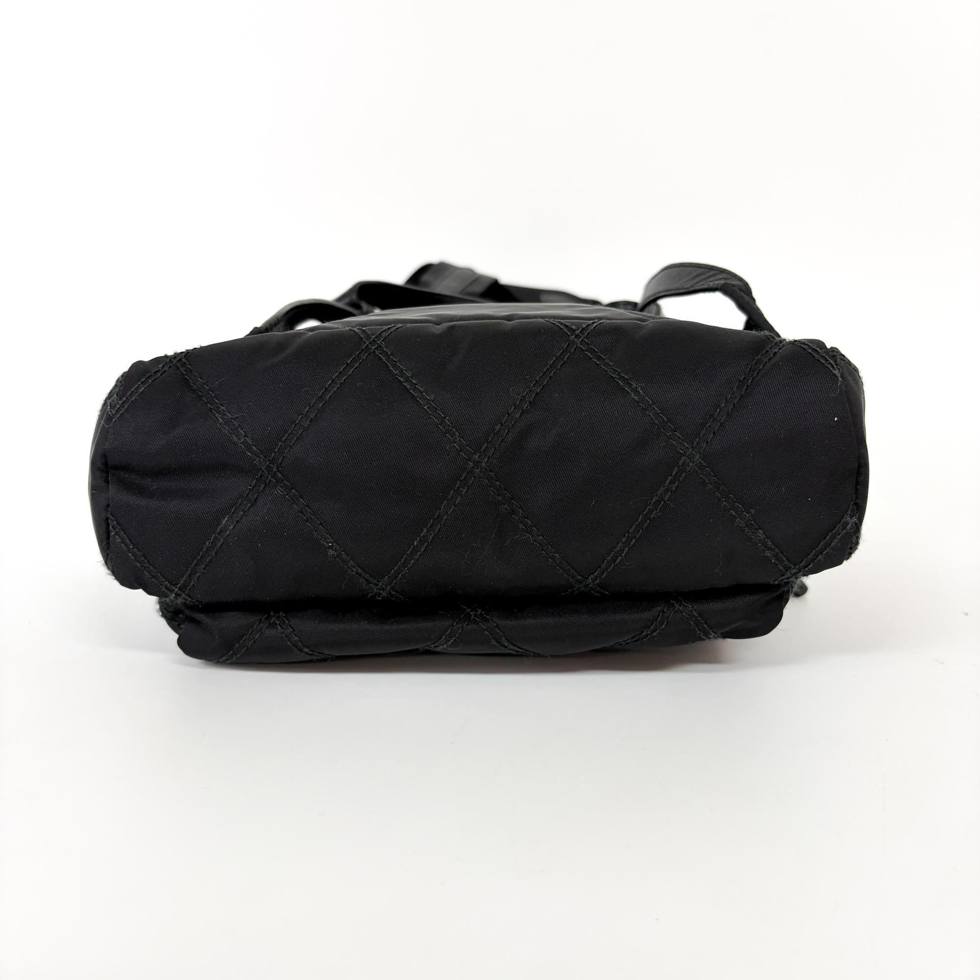 Prada Zip Sling Re-Nylon Black Nylon Backpack Bag (Pre-Owned)