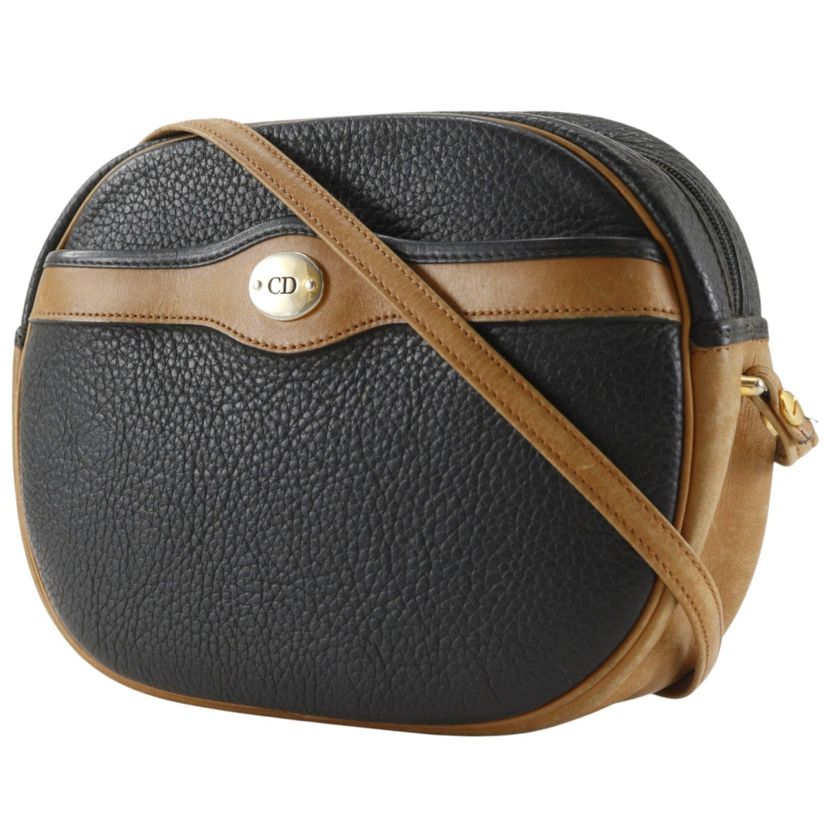 Christian Dior Cd Shoulder Bag Leather Black Leather Shoulder Bag Bag (Pre-Owned)