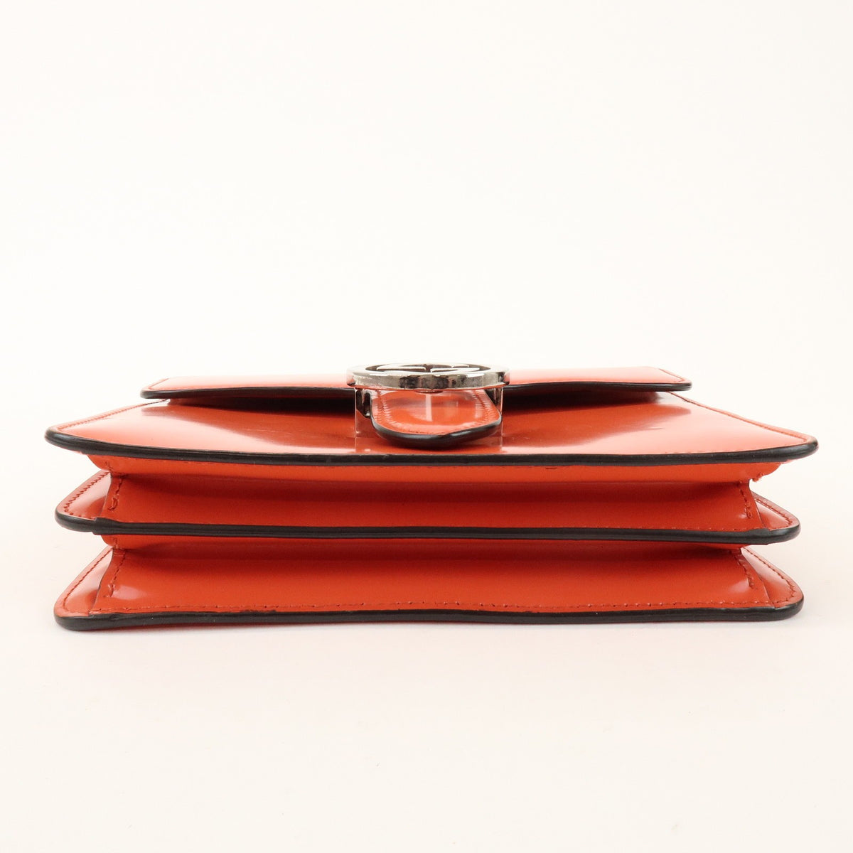 Gucci Interlocking Patent Orange Patent_Leather Shoulder Bag Bag (Pre-Owned)