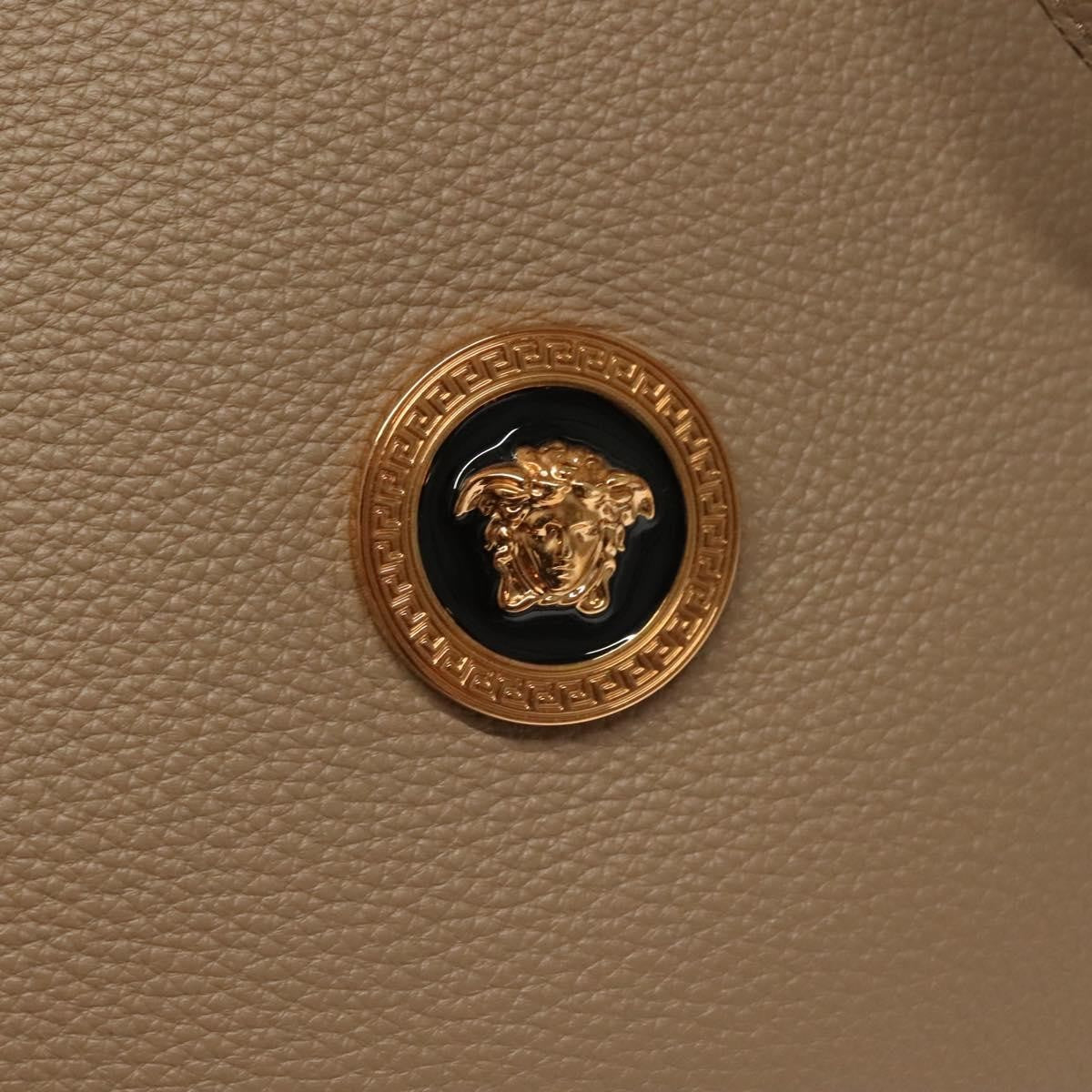 Versace La Medusa Tote Embossed Canvas Beige Leather Bag (Pre-Owned)