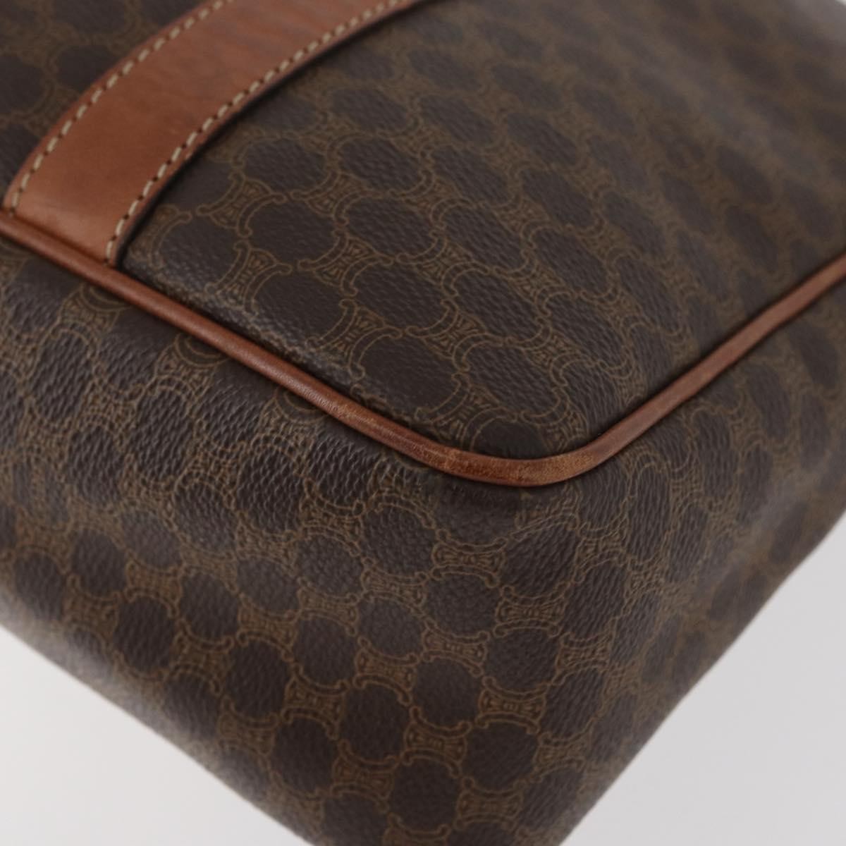 Celine Vintage Macadam Canvas And Leather Brown Canvas Handbag (Pre-Owned)