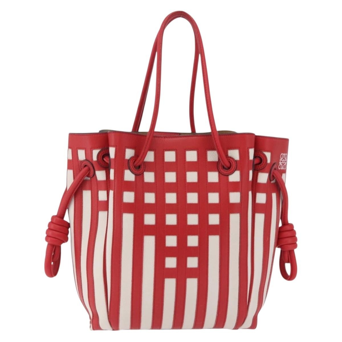 Loewe Flamenco Knot Patchwork Leather Red Leather Handbag (Pre-Owned)