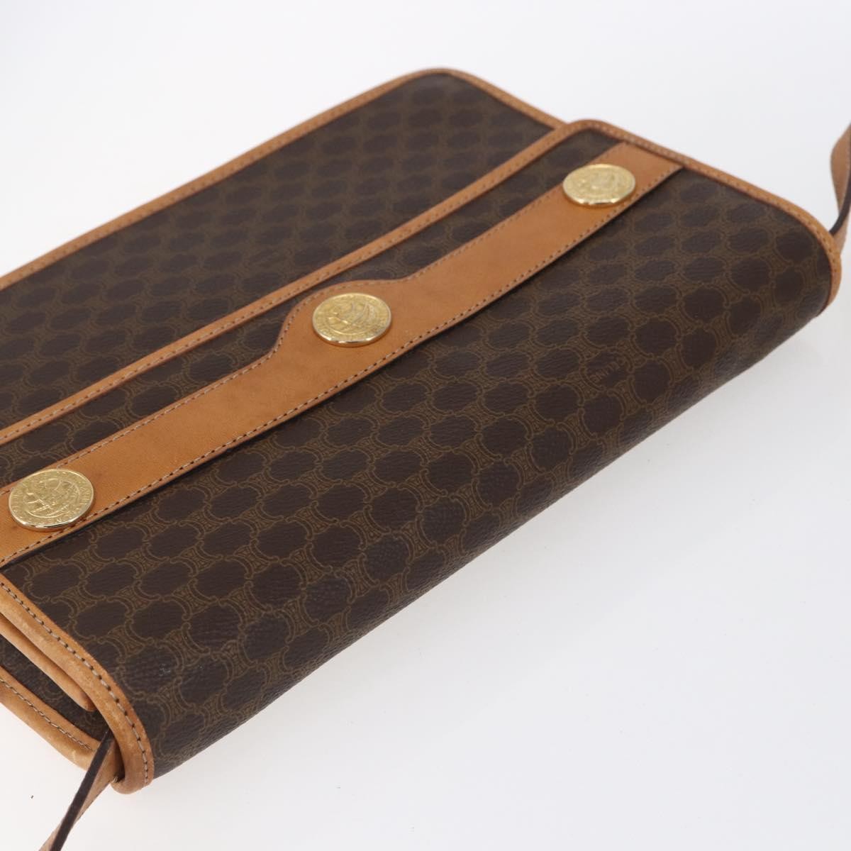 Celine Vintage Macadam Canvas And Leather Brown Canvas Shoulder Bag Bag (Pre-Owned)