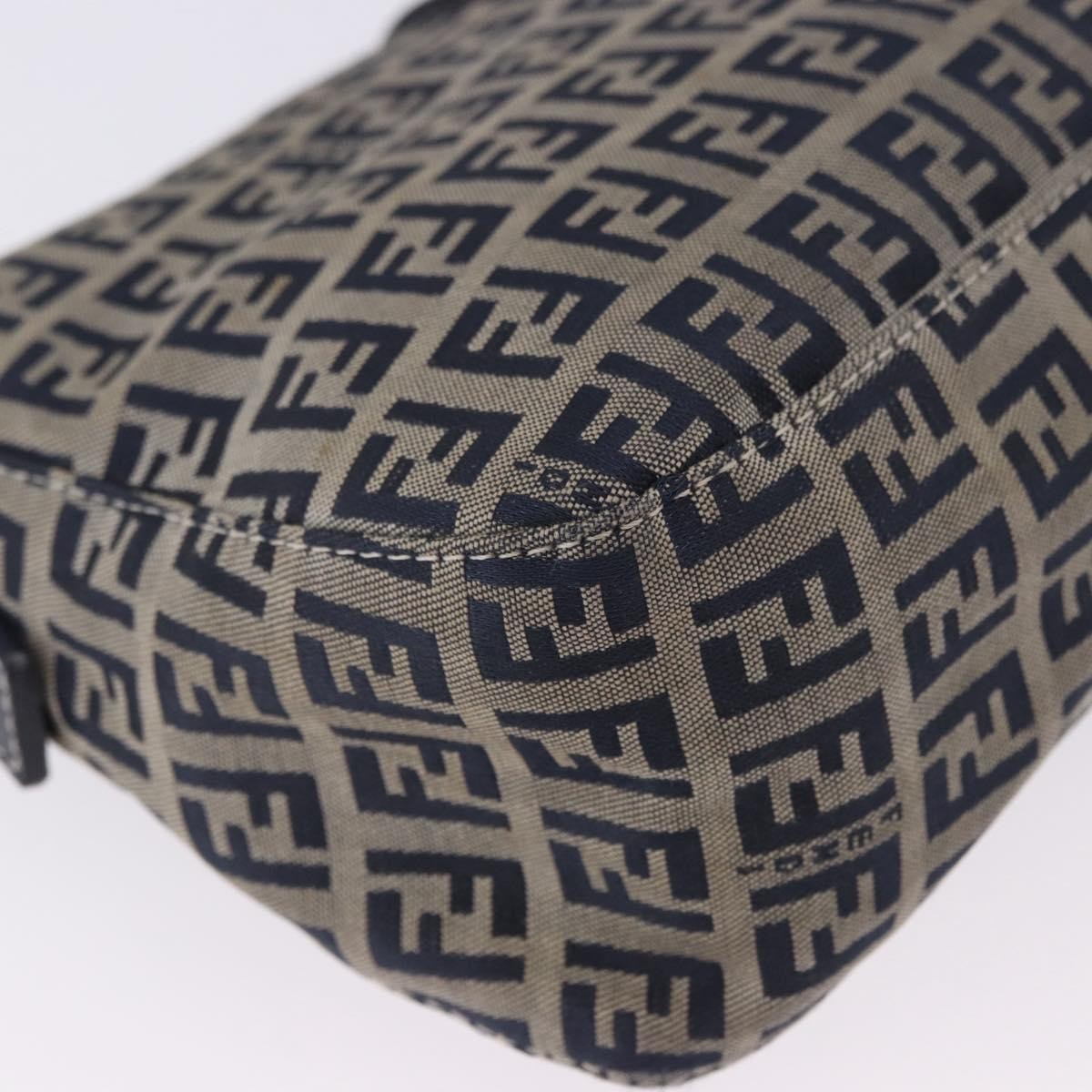 Fendi Baguette Zucca Canvas Navy Canvas Handbag (Pre-Owned)