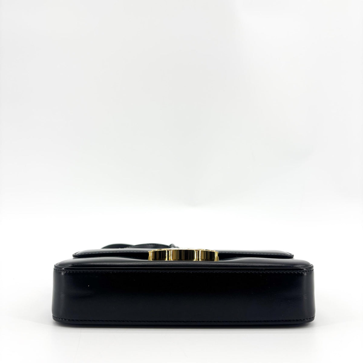 Celine Triomphe East-West Smooth Calfskin Black Leather Shoulder Bag Bag (Pre-Owned)
