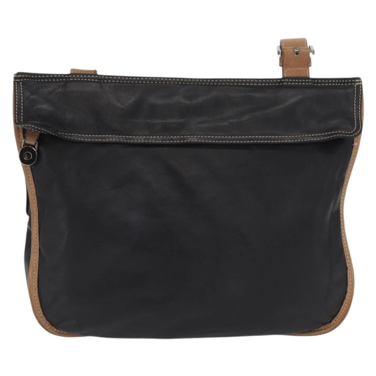 Loewe Anagram Leather Black Leather Shoulder Bag Bag (Pre-Owned)