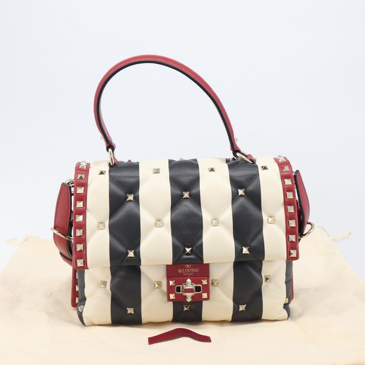Valentino Garavani Candystud Top Handle Leather Red Leather Handbag (Pre-Owned)