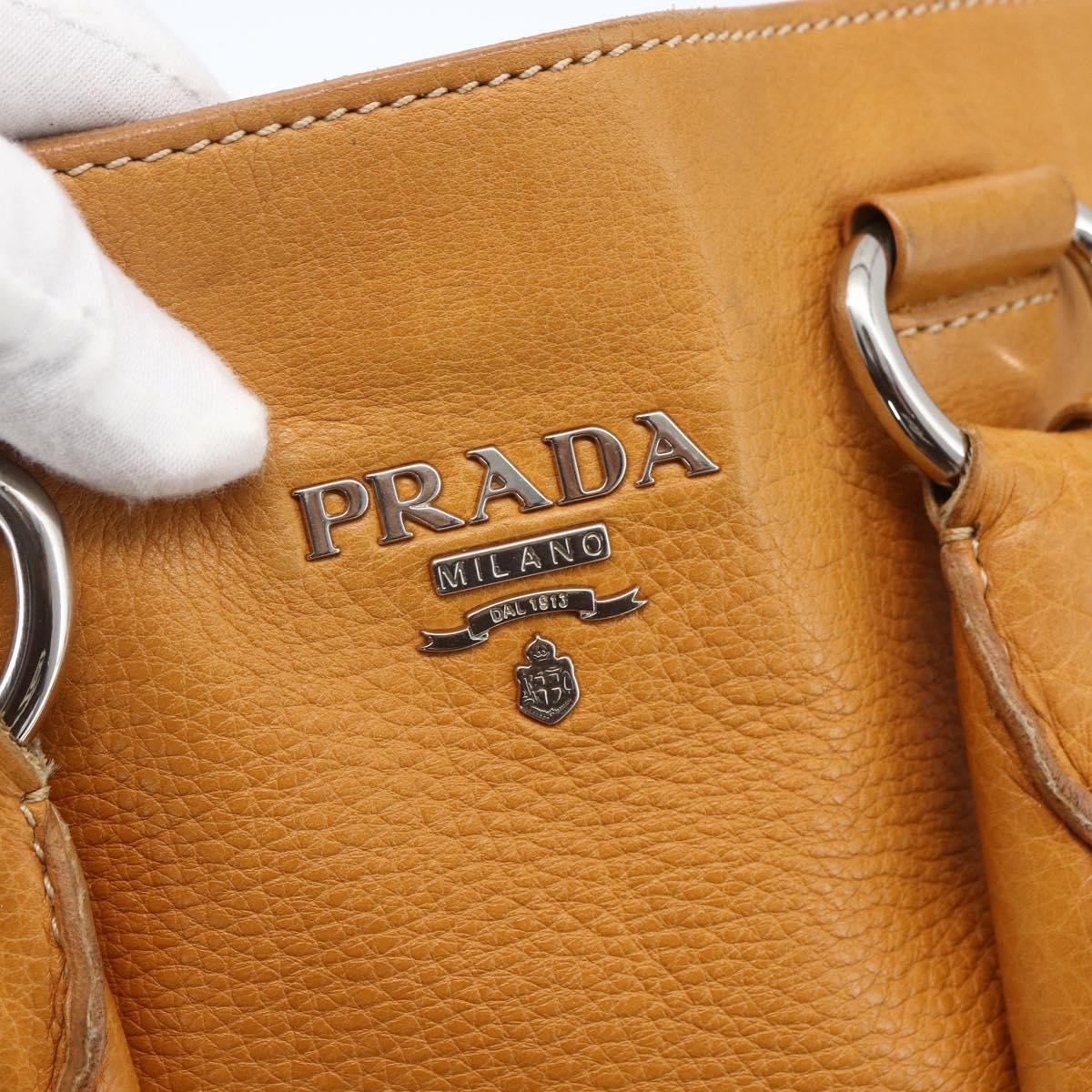 Prada Convertible Shopper Vitello Daino Brown Leather Tote Bag Bag (Pre-Owned)