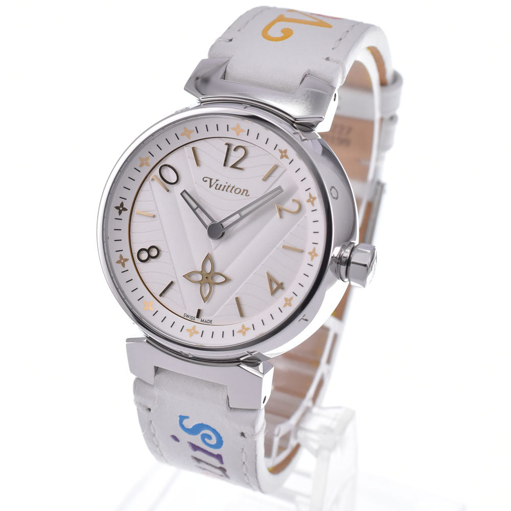 Louis Vuitton Tambour Quartz Stainless Steel And Monogram Rubber Watch (Pre-Owned)