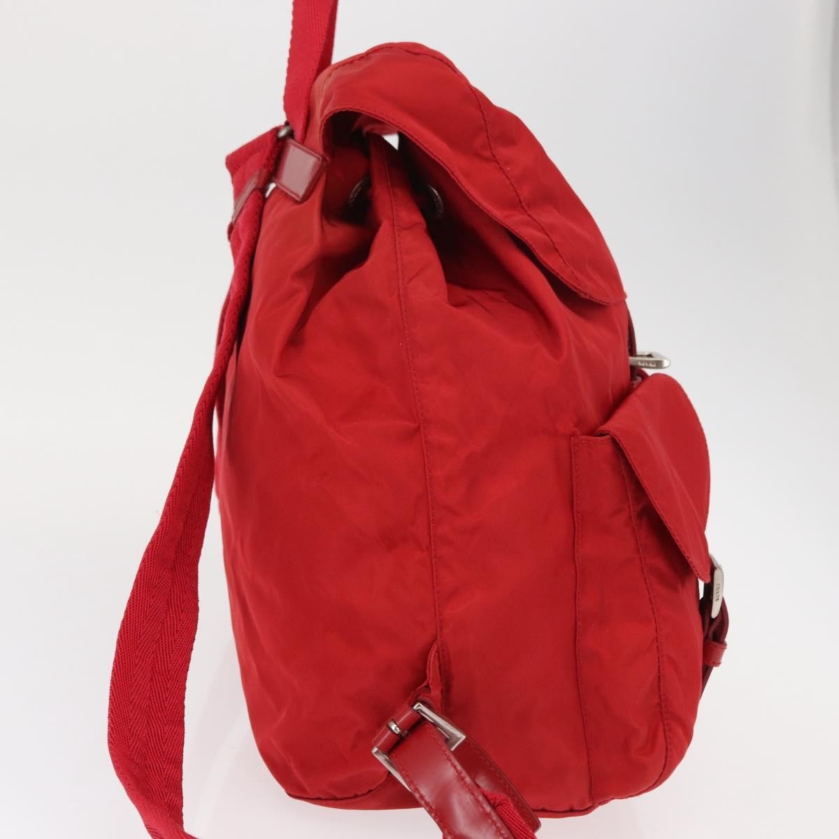 Prada Double Front Pocket Tessuto Red Nylon Backpack Bag (Pre-Owned)