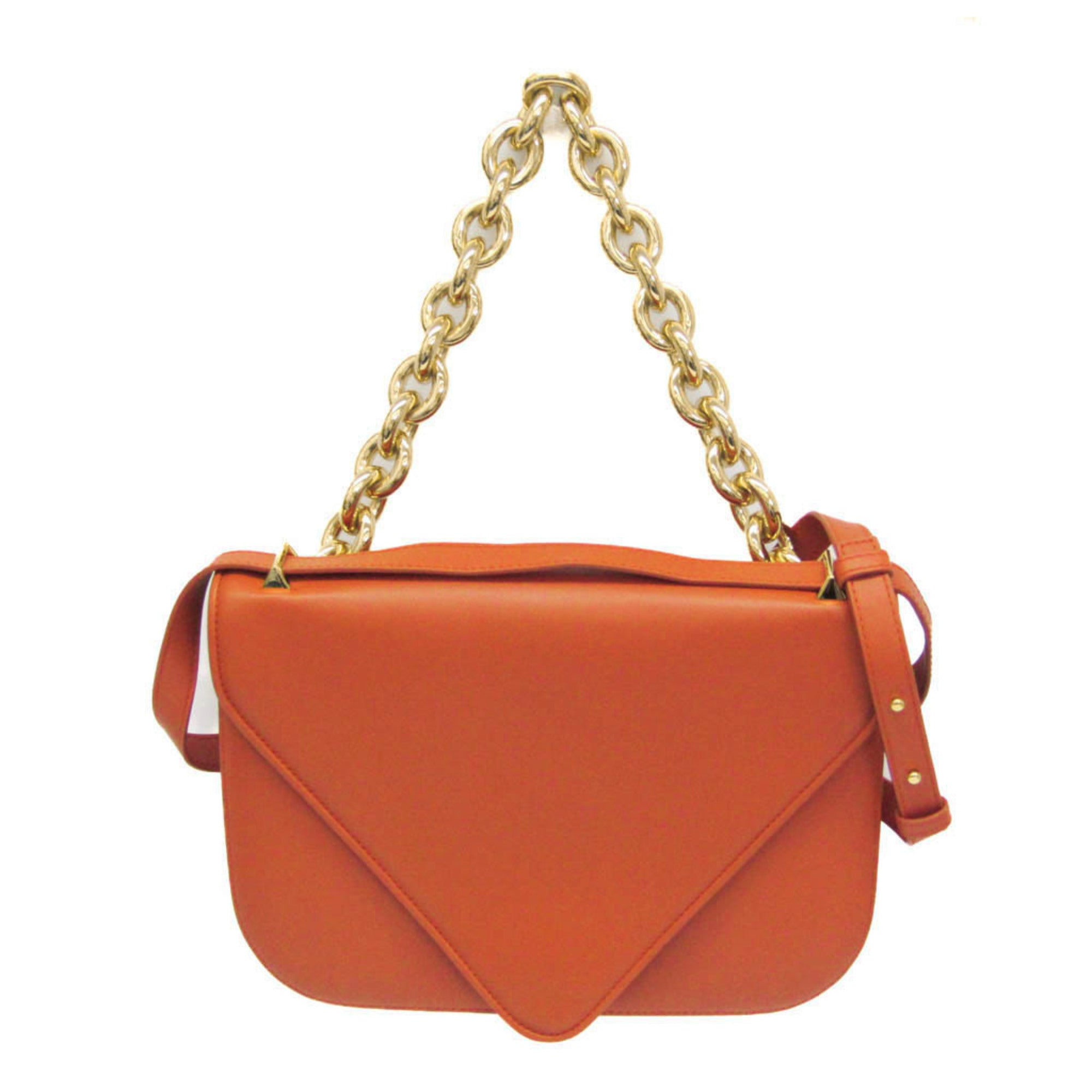 Bottega Veneta Mount Leather Orange Leather Shoulder Bag Bag (Pre-Owned)