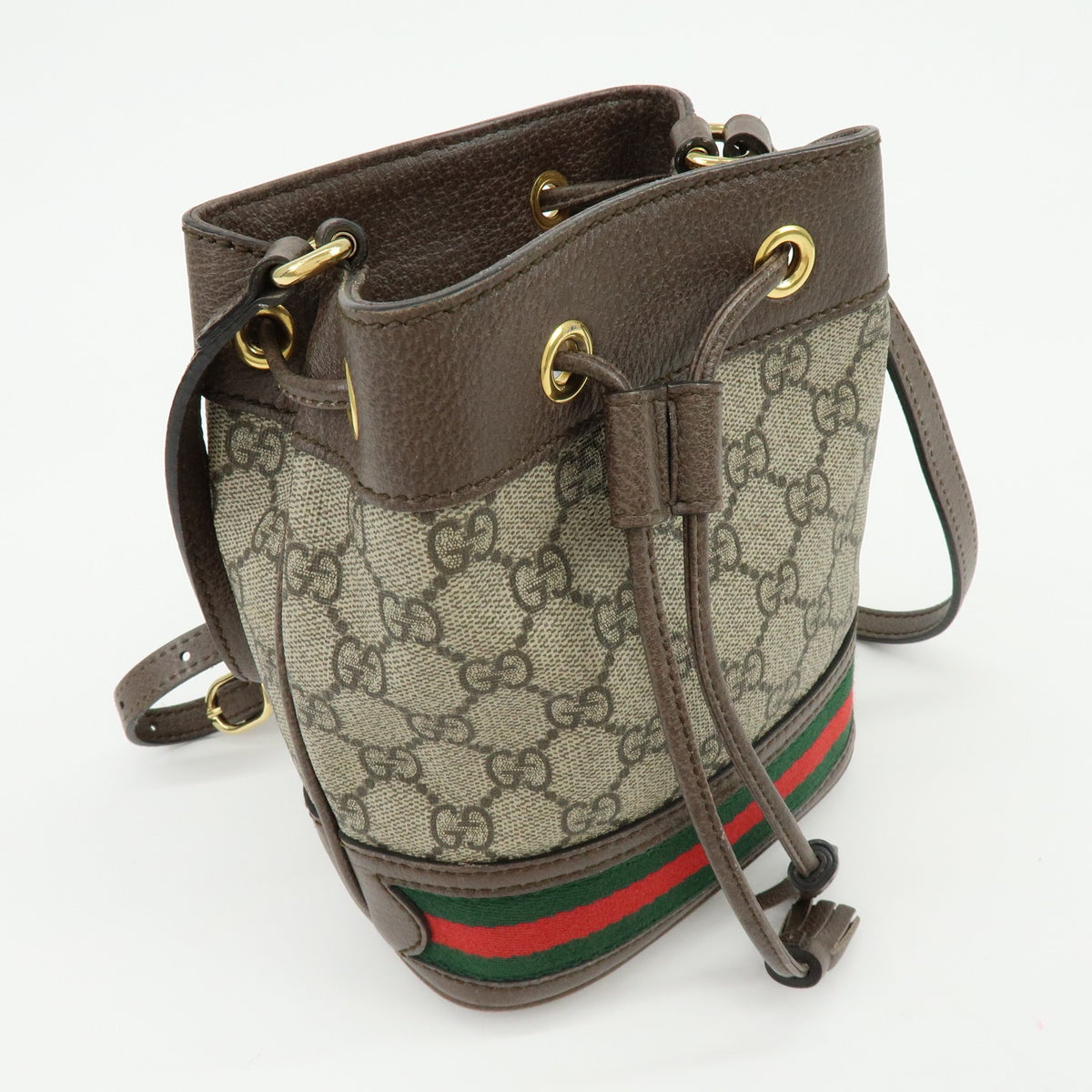 Gucci Ophidia Bucket Gg Coated Canvas Beige Canvas Handbag (Pre-Owned)