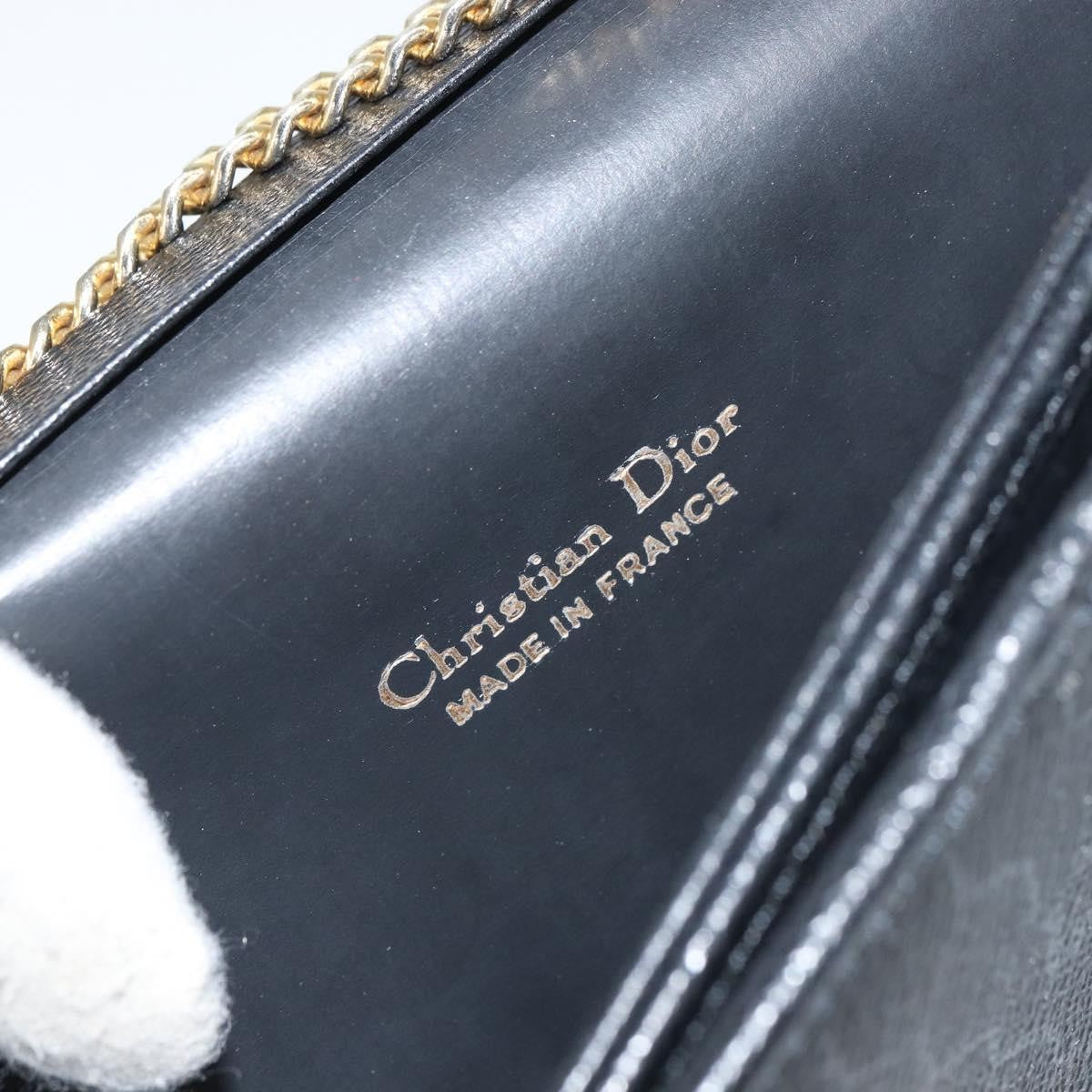 Christian Dior Vintage Chain Flap Leather Black Leather Shoulder Bag Bag (Pre-Owned)