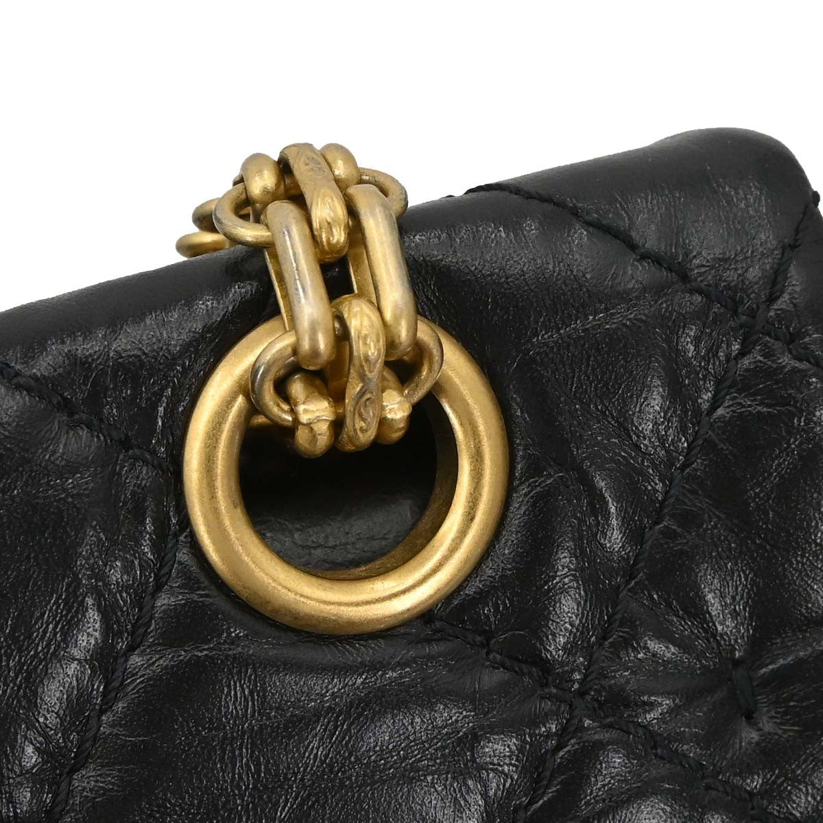 Chanel Reissue 2.55 Flap Quilted Aged Calfskin Black Calfskin Handbag (Pre-Owned)