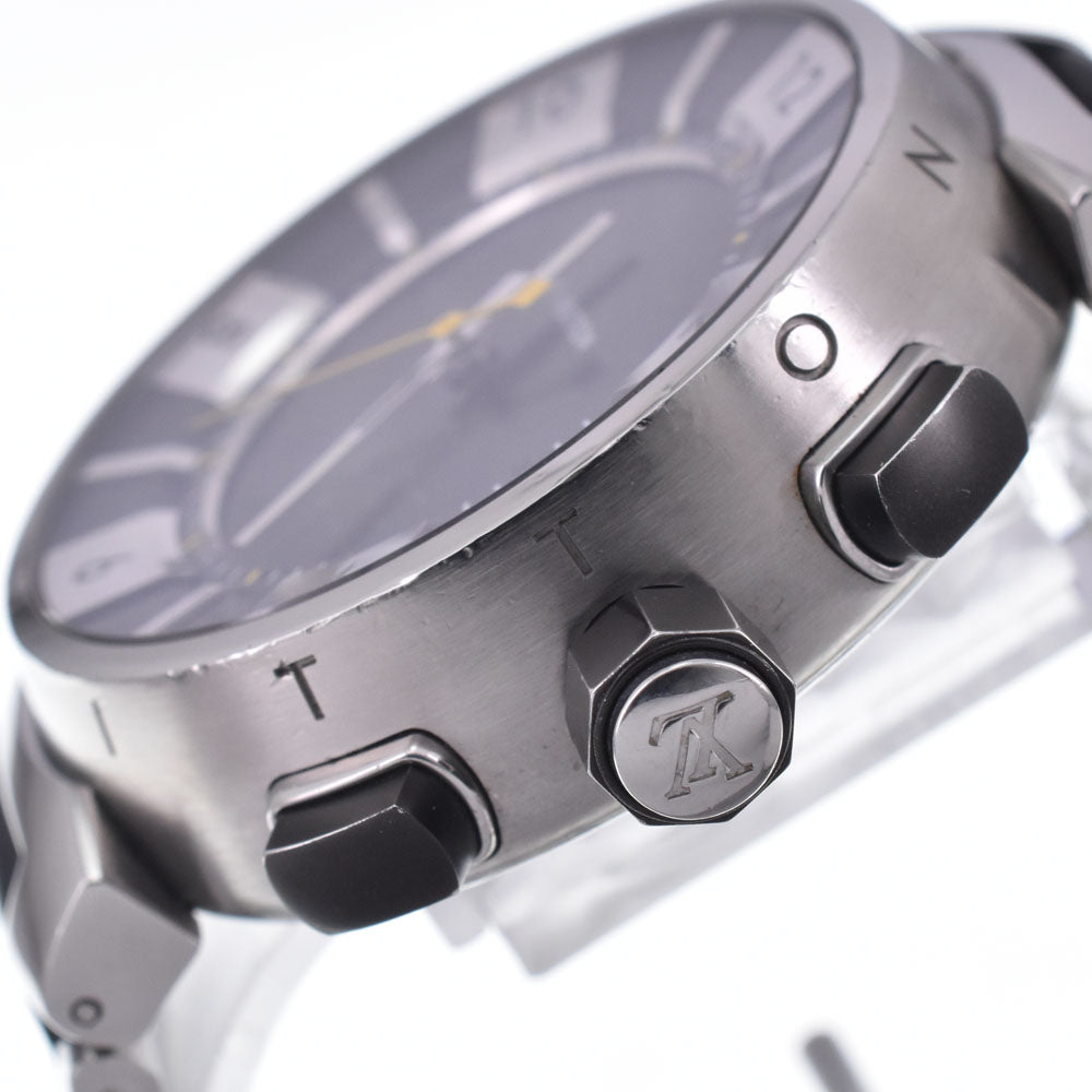 Louis Vuitton Tambour Quartz Stainless Steel And Monogram Rubber Watch (Pre-Owned)